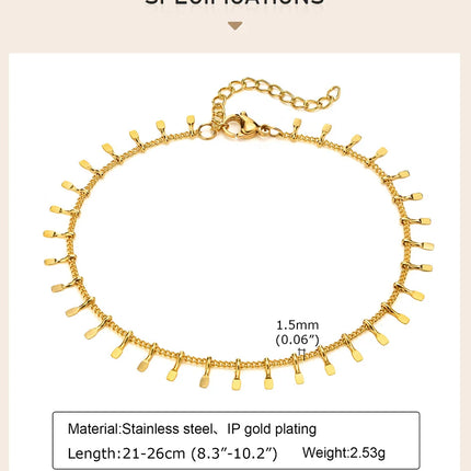 Stainless Steel Dangle Anklet for Women, Fringe Chain  Anklet Bracelet on Leg  ,Bohemian Style Summer Anklet Beach Jewelry