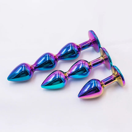 Aluminum Alloy Anal Plug Gem Base Butt Plug Anal Massage Dilatancy Toys Adult Masturbation Sexual Wellness G-Point Massage