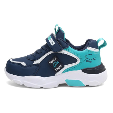 Autumn and Winter Children's Shoes, Boys' Sports Shoes, Leather Upper, Breathable, Non-Slip, Versatile Sports Shoes for Middle and Older Children, Elementary School Students