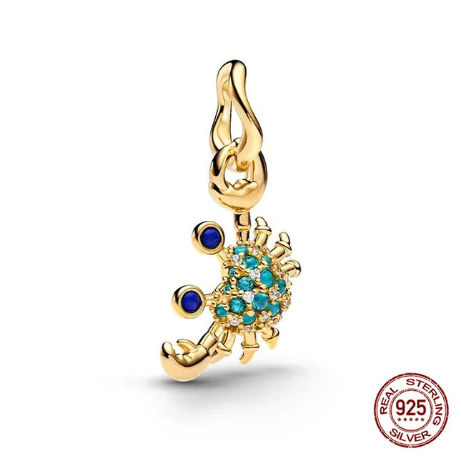 Charm 925 Silver Blue Ocean Life Theme Charm Beads Fit 3mm Original Bracelet For Women DIY Pendants Luxury Jewelry Gift Hot Sale