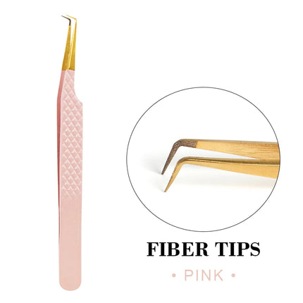 1pc Fiber Tip Tweezers Stainless Steel Straight Curved Nail Tools Volume Eyelash Accurate Tweezers Clip Set Makeup Tools