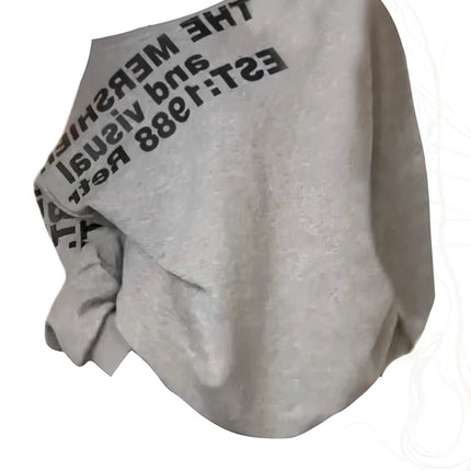 Y2k Sexy Oversize T shirt Women Streetwear Txt Print Long sleeve Basic Top Lady Fall Winter Korean One shoulder Sweat Shirt