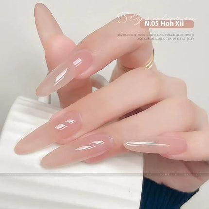 1pc 5g Nail Polish Jelly Ice Clear Nude, Peelable UV LED, Glossy Finish, Solid Color Pattern DIY Nail Art