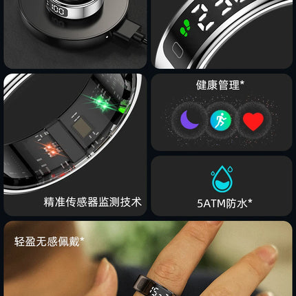 New R11 Smart Ring With Display Screen Gesture Control Health Heart Rate Sleep Monitor 5ATM Waterproof Sport Fitness Smart Ring