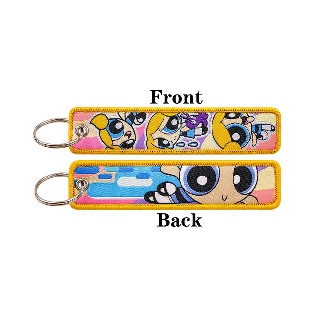 Vibrant Girls Embroidery Key Fob Key Tag For Motorcycles Cars Backpack Keychain Fashion Keyring Gifts for Men Women Accessories