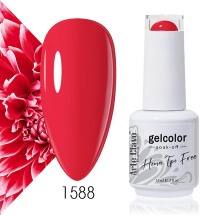 Arte Clavo Red Color Series Nail Polish UV Soak Off Varnish 15ml Manicure Nail Art Long-lasting Hema Tpo Free Gel Nail Polish