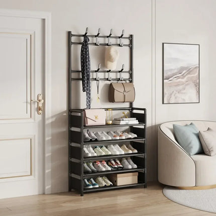 Multi-layer Door-mounted Shoe Hat Rack - Simple Assembly Household Integrated Multi-functional Storage Cabinet for Home Use