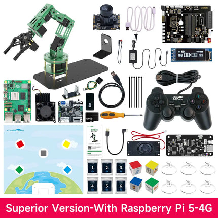 Yahboom DOFBOT AI Large Model Vision Robotic Arm Kit ROS2 Robot for RaspberryPi 5 Adopt Python Programming Object Recognition