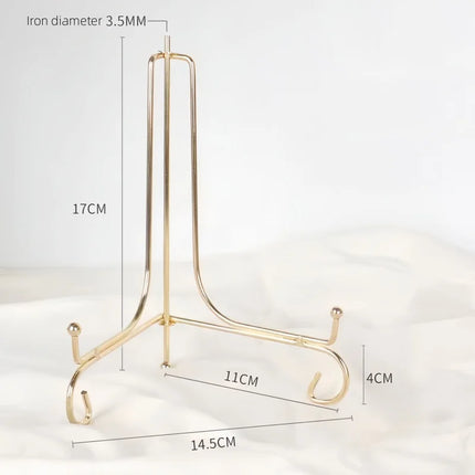 Golden Iron Versatile Display Stand for Craft Clock Holder Picture Frame Art Pedestal Storage Rack Nordic Home Decor Organizer