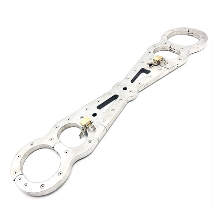 Stainless Steel Bondage Cangue Fixed Handcuffs Wrist Cuffs Fetter Anklet Restraint Yoke Adults Dog Slaves Sex Toy Male Female