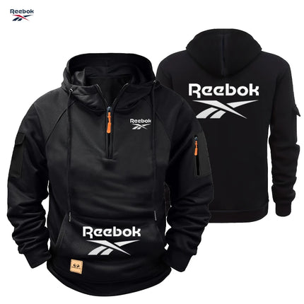 2026 Reebok Men's Winter-Spring Hoodie - Loose Fit Sports Hoodie with Zipper, Long Sleeve, Multiple Pockets - Comfortable Street