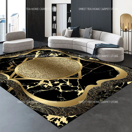 Modern Golden Luxury Carpet Large Living Room Decoration Home Rugs Non-slip Bedroom Mat Customizable Coffee Table Lounge Rugs