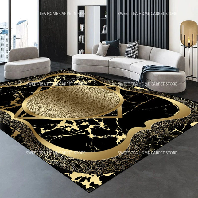 Modern Golden Luxury Carpet Large Living Room Decoration Home Rugs Non-slip Bedroom Mat Customizable Coffee Table Lounge Rugs