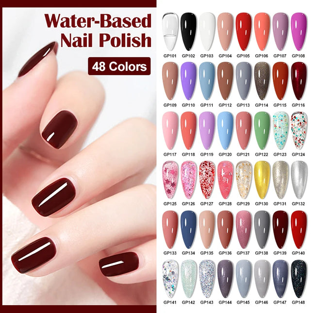 MEET ACROSS 8ml Glass Bottle Water-Based Peel Off Nail Polish Spring Summer Colorful Glitter Nail Art Varnish No Need Lamp