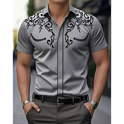 2026 New Men's Summer Western Cowboy Westernstyle Short-Sleeve Shirt Retro 3D Print Men Casual Lapel Blouse top Vacation Shirts