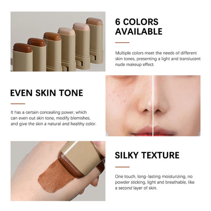 Matte Foundation Stick Waterproof Coverage Travel Flawless Eraser Foundation Stick Lightweight Enhance Skin Radiance Face Makeup