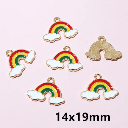 10pcs Rainbow Charms Cute Enamel Metal Charm Pendant for DIY Necklace Bracelet Jewelry Making