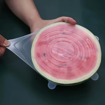 6pcs silicone lid universal fresh-keeping cover round rectangular sealed bowl lid leftover refrigerator cling film set mold