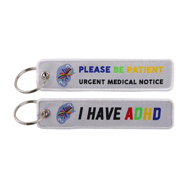 I Have Autism Embroidered Key Fobs ADHD Key Tags Keychain for Car Motorcycles Keyring Accessories Medical Jewelry Chaveiro Gifts