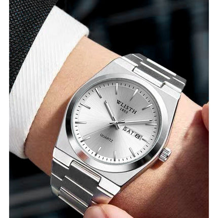 Men's Quartz Watch Luxury Waterproof Luminous Date Week Stainless Steel Men's Watch Male Wristwatches
