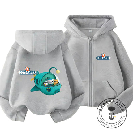 Cute Kawaii 2026 Octonauts Zipper Hoodie 3-14Y Boys Girls Autumn Winter Cartoon Street Hot Fashion Outdoor Casual Lovely