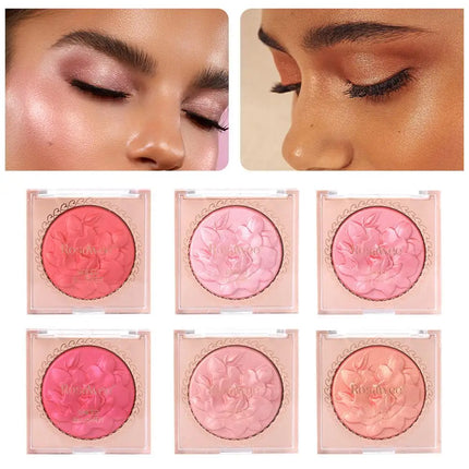 European American Style Rose Blush with Shimmer Fine Glitter Highlighting Contour Powder for Face Natural and Three-Dimensional