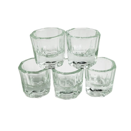 5pcs Glass Dappen Dish For Nail Care or Lash Lifting and Brow Tint Mixing Transparent And Red Color in Stock