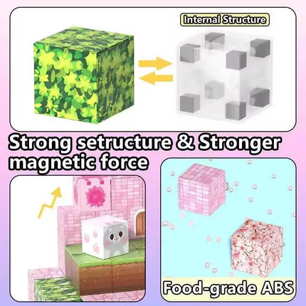 Princess Castle World Magnetic Block Set Fantasy Girl Magnetic Building Blocks Mine World Magnet Cube Birthday Gift DIY Toy