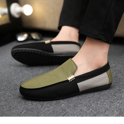 2025 Spring/Autumn New Arrivals: Fashionable Men's Shoes Large Colour Block Patchwork Loafers Versatile Stylish  Student Shoes