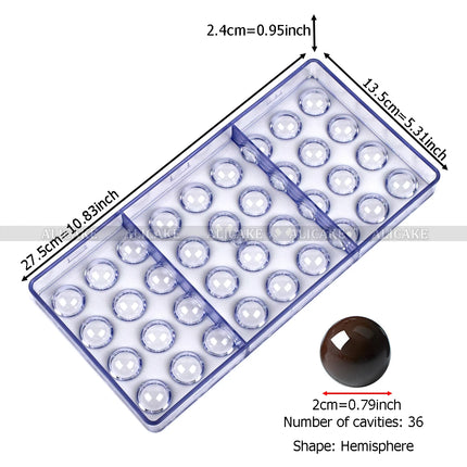 3D Polycarbonate Chocolate Molds Sphere Diamond Chocolate Bombs Bonbons Candy Bar Professional Confectionery Baking Pastry Tools