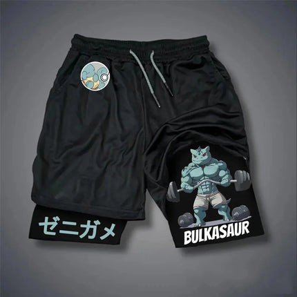 Summer New Pok É Mon Anime Peripheral 2-in-1 Sports Shorts for Men and Women, Hiking, Fitness, Running, Gym Shorts Promotion