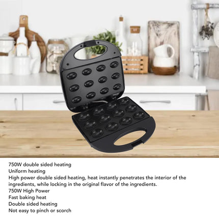750W Waffle Iron Maker Machine with Anti Stick Plates Double Sided Adjustable Temperature Sandwich Maker with Handle