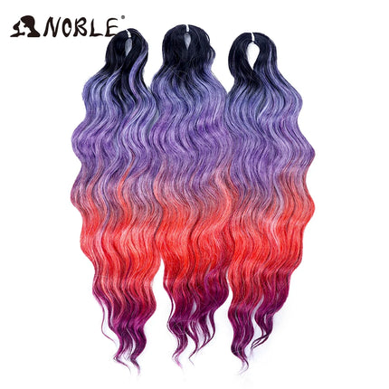 Noble Braiding Hair Extensions 24 Inch Synthetic Hair Water Wave Ombre Rainbow color Deep Wave Curl Twist Crochet Hair Extension