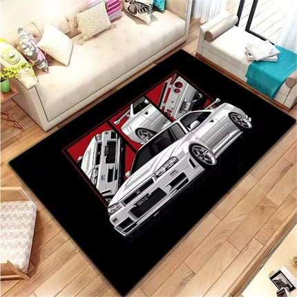 Skyline R34 Rug Velvet Flannel Printed Floor Mat Car Design Decorative Carpet Living Room Home Decor