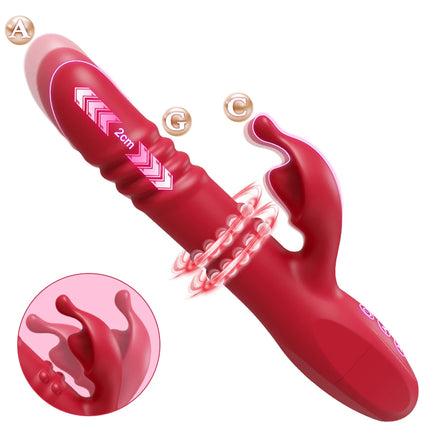 Powerful Rabbit Vibrator For Women G Spot Telescopic Rotating Clitoris Vagina Stimulator Female Masturbator For Adult Sexy Toys