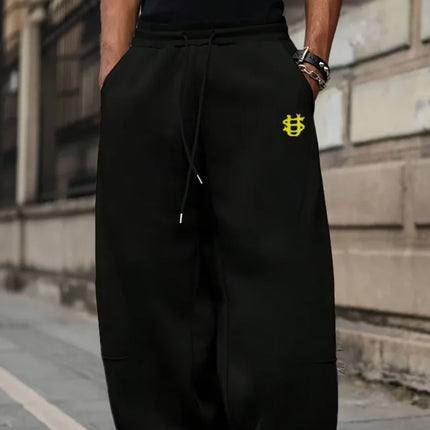 American Knife Street Men's Printed Wide-leg Pants, US Dollar Logo Sports Long Pants, Cool and Trendy Autumn Men's Gifts