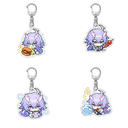 Honkai: Star Rail Anime Figure Acrylic Keychain Dan Heng Feixiao Firefly Model Plate 4pc/set Keyring Game Fans Gift