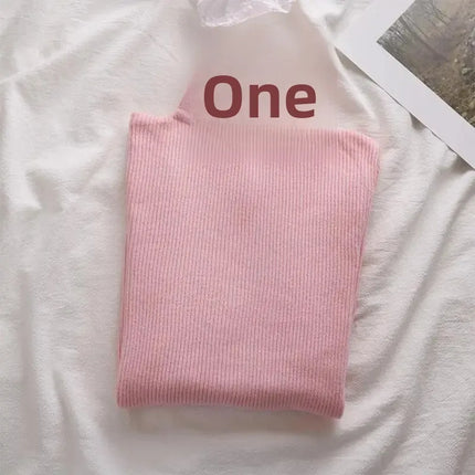 Korean High Collar Knitted Long Sleeve Base Shirt Pure Color Slimming Versatile Underwear Elegant Inner Long Top Women's Fashion