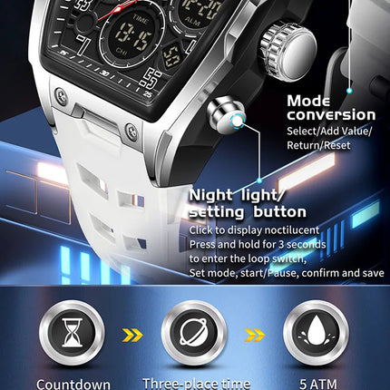 Men Dual Display Watches For Male Clock 2025 Top Brand Luxury Military Silicone Band Men Wrist Watches Sports Digital Wristwatch