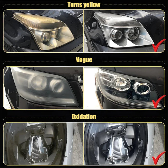 Car Headlight Restoration Fluid - Fast Yellowing & Scratch Removal, Restores Clarity & Shine, Enhances Night Driving Safety