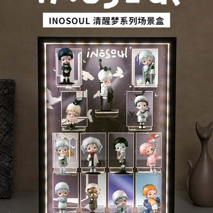 INOSOUL Lucid Dream Wood Blind Box Display Box USB 3-Level Dimmable LED Wall-Mounted 13-Figure Showcase Birthday Ritual Gift