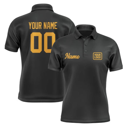 Personalized DIY Black Polo Shirts Customized Name Team Name Logo Number Team Uniforms Loose Darts Bowling Billiards Golf Tops