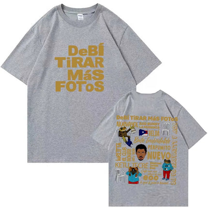 Debi Tirar Mas Fotos World Tour 2026 Bad Bunny Graphic T-Shirts Men Women Loose Casual Cotton Tees Street Hip Hop Oversized Tops