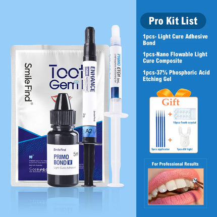 NEW Teeth Decorations 37% Acid Etching Gel Light Cure Adhesive Flowable Composite Professional Diy Crystal Jewelry Tooth Gem Kit