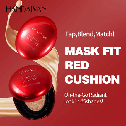 handaiyan Puff + Concealer Red Shell Foundation Natural Finish Brighten Skin Color Long Lasting Makeup Foundation