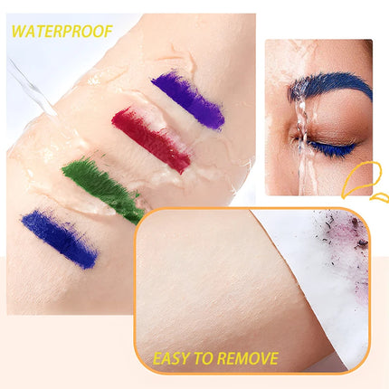 Waterproof Mascara Eyelashes Extension Thick Curling Non-smudge Quick Dry Long Lasting Purple Green Colorful Mascara Makeup Set