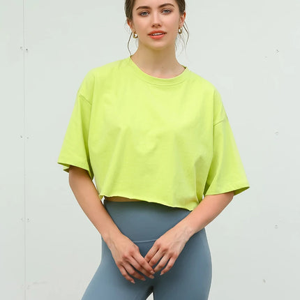 Y2K Outdoor Dance Sports Short sleeved Yoga Dress Women's Leisure Versatile Fitness Top Loose Sports T-shirt