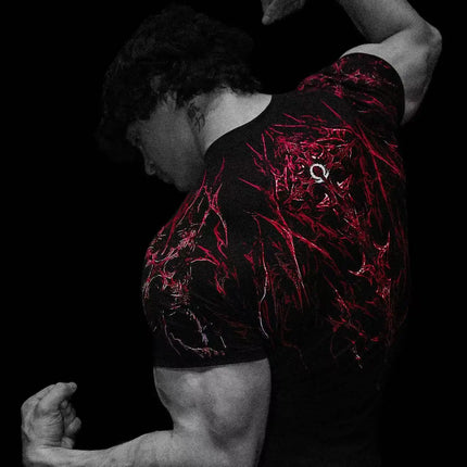 Men's Compression Sports Shirt Tee Gothic Lightning Print GYM Fitness Top Summer Quick Dry Breathable Bodybuilding T-shirt