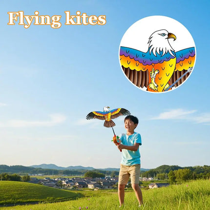 35cm Fishing Rod Kite Toys For Kids Vivid Butterfly Swallow Parrot Easy To Fly Goldfish Kites Garden Decor Ornament