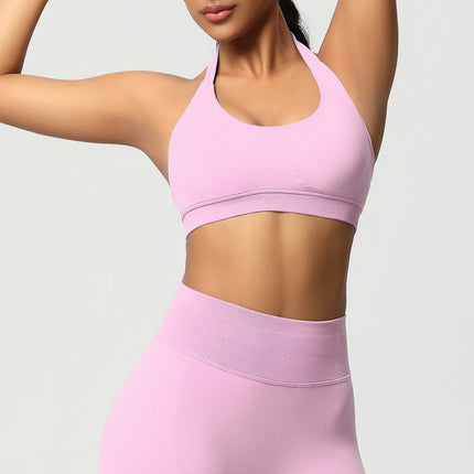 Women Sports Bra Seamless Halter Clothes Push-up Vest Brassiere Gym Top Backless Fitness Yoga Workout Running Underwear